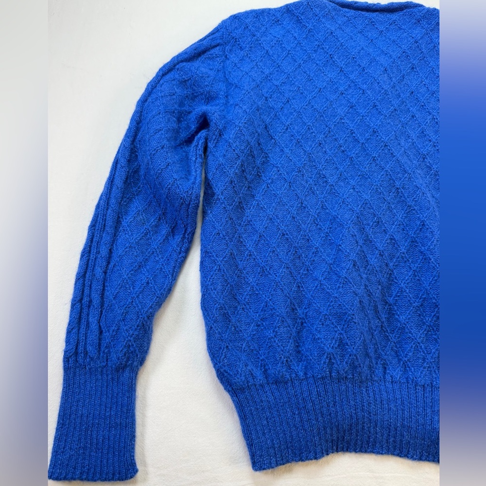 Peruvian Connection 100% Alpaca Cable Knit Cardigan Sweater - Blue Size Small - Picture 13 of 13
